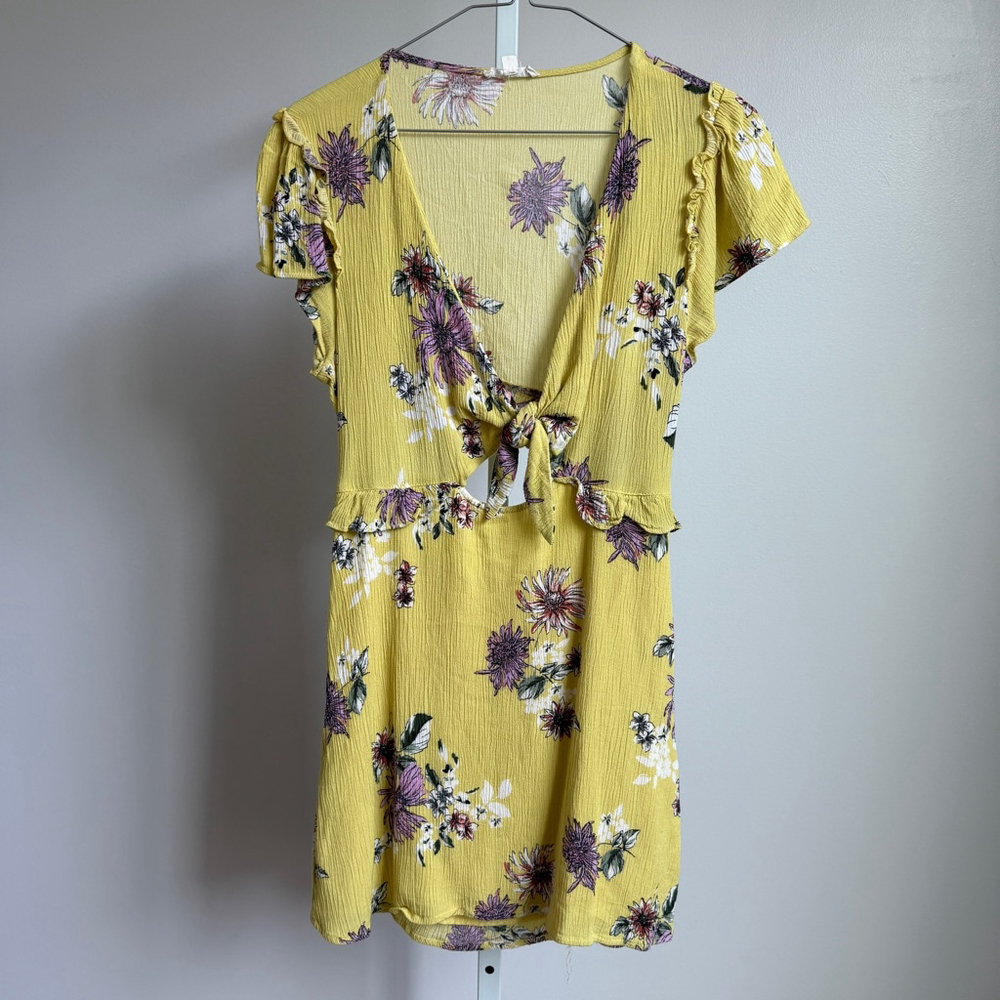 Cotton Candy LA sz M yellow fairy Y2k Floral cutout Mini Dress‎